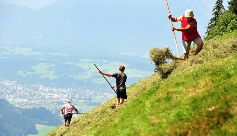 Bergbauern und Blick auf Woergl